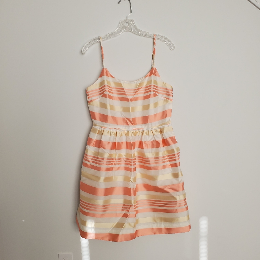 J. Crew Factory Striped Peach and Cream Dress